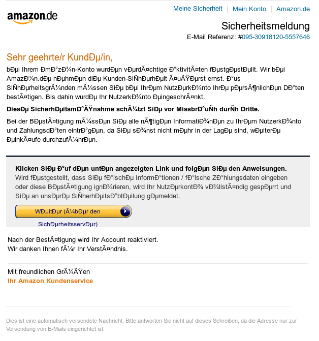 Richtig Schlechtes Amazon Phishing Marius Welt